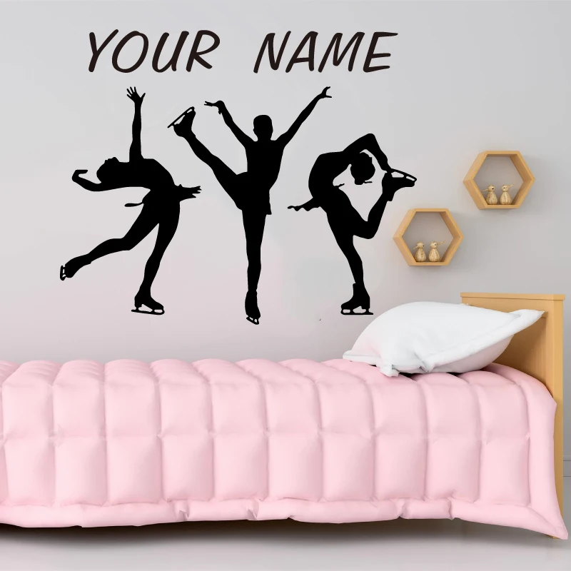 Figure Skating Girl Wall Personalized Customized Name Decal Vinyl Sticker  Ice Skating Sport Decor Room Decoration 3YD8 AliExpress