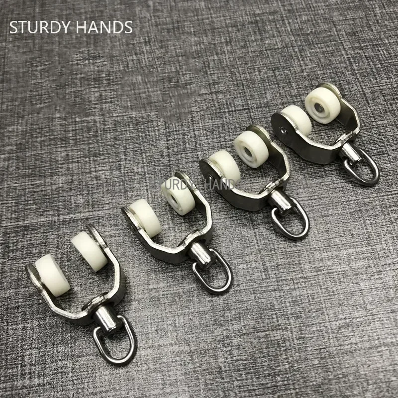 20pcs Household Curtain Iron Pulley Shower Curtain Curved Rail Hanging Wheel Conveyor Hook Rollers Hardware Accessories