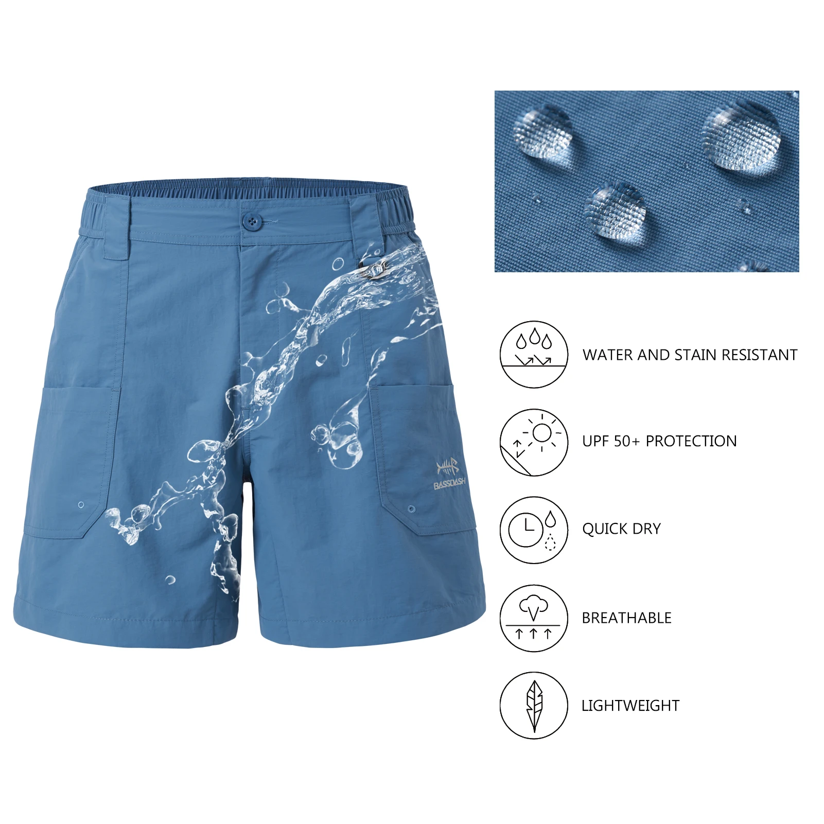 Bassdash Men's 6" Fishing Shorts UPF 50+ Water Resistant Quick Dry Hiking Cargo Shorts with Multi Pocket FS25M