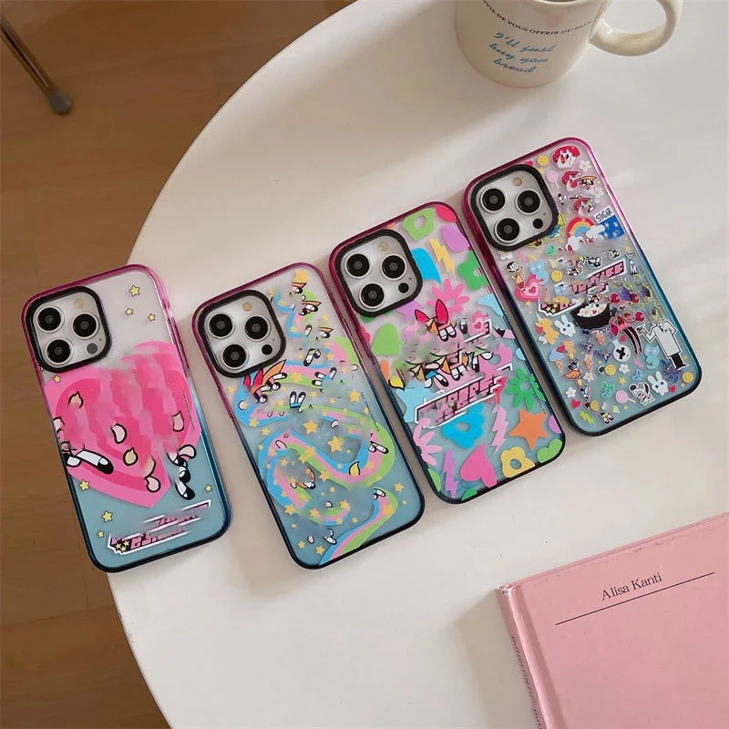 

Cartoon Girl 2.0 Acrylic Colorful Border Phone Case Cover for IPhone 11 12 13 14 15 Pro Max Case for IPhone 15 Pro Max