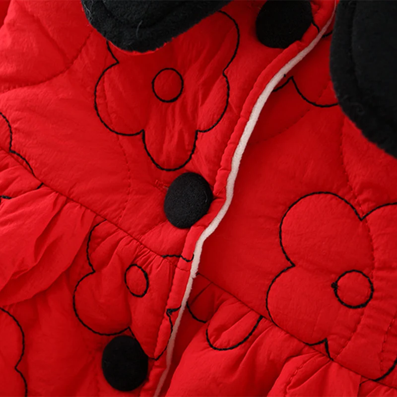 Winter girl flower doll collar cotton jacket Korean version full of flower embroidery single breasted cotton jacket