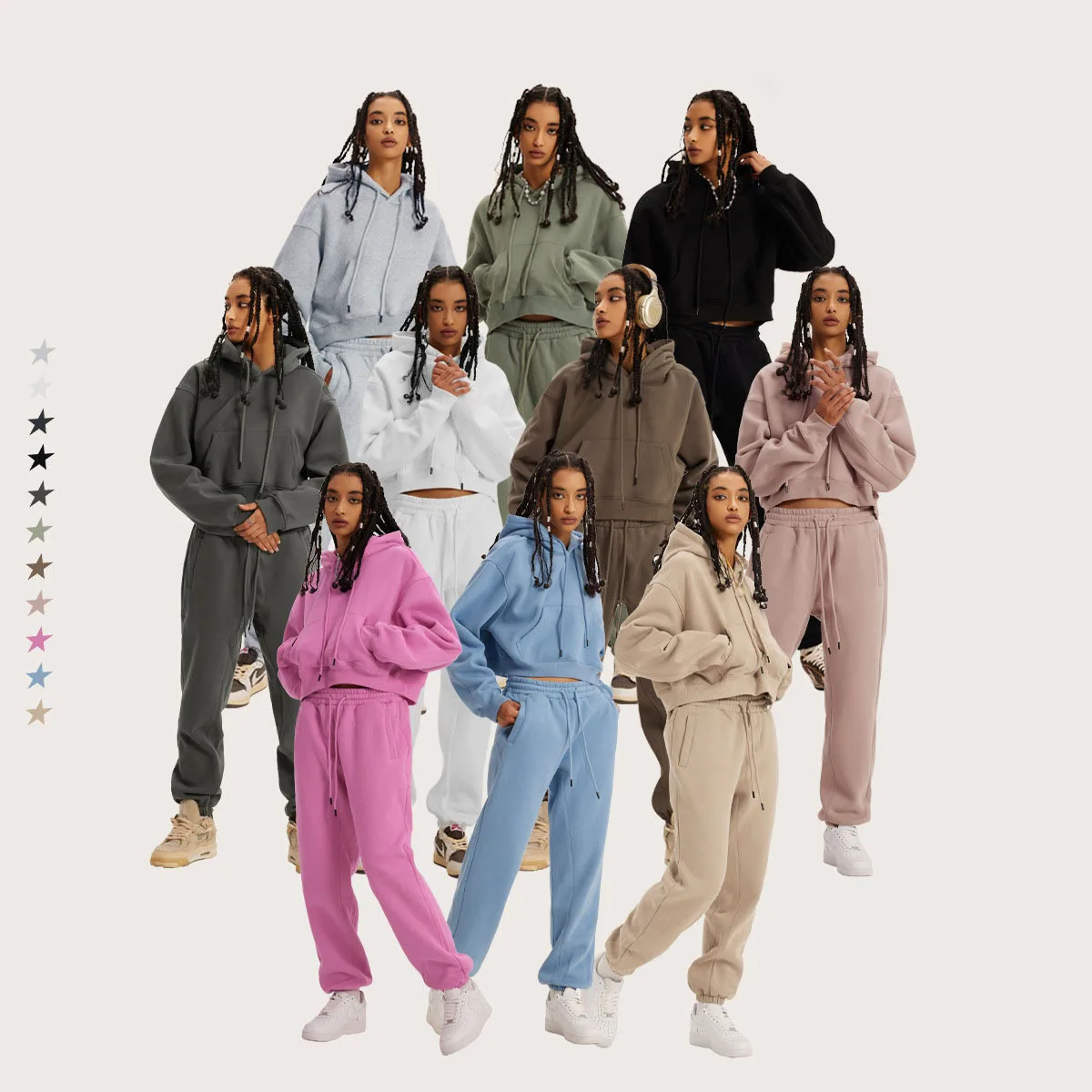 Autumn/Winter American retro hooded hoodie women plus fleece thickened Spice girls short women's hoodie