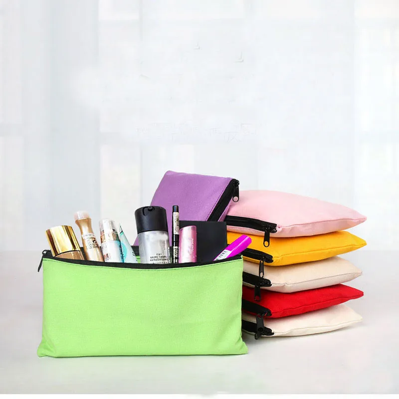 20pcs 12x20cm Canvas Zipper Pouch Pencil Pen Case Bag Document Money Makeup Jewelry Storage Bags (6 Colours To Choose) high quality 8 grids leather watch jewelry box organizer box zipper style travel storage jewelry watch collector cases