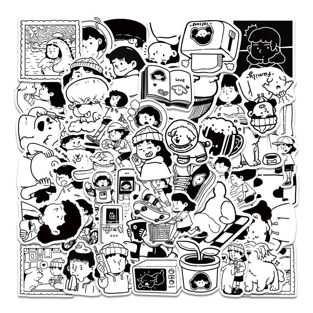 Creative Cartoon Cure Girl and Her Puppy Cute Laptop Suitcase Diy Decoration 50 pcs Personalized Stickers