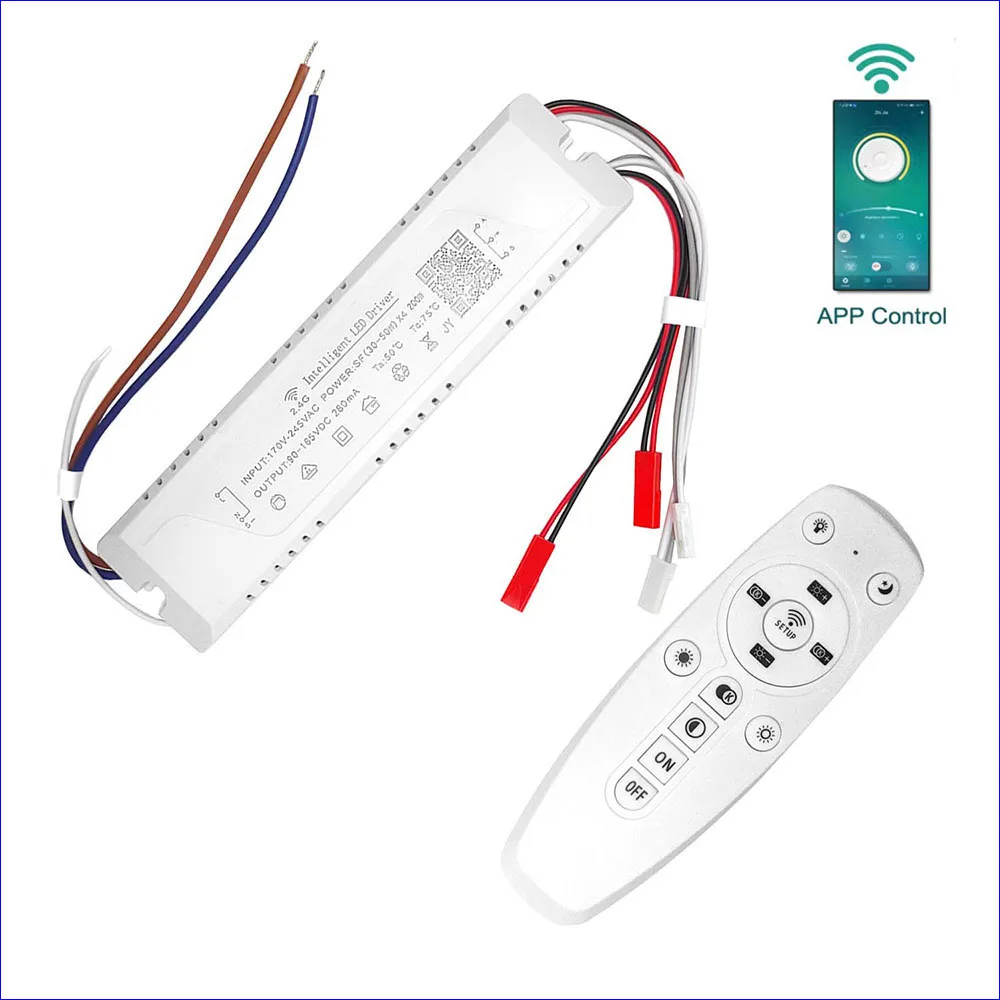 Power Input AC220V APP control Isolation LED driver 2.4G remote intelligent LED transformer 20-60W×2 for dimmable color. isolation transformer 220v to 220v to 110v double voltage audio pure power supply noise reduction and anti interference