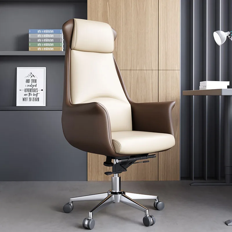 Work Leather Office Chair Chaise Study Ergonomic Bedroom Swivel Recliner White Computer Chair Accent Silla Luxury Furniture
