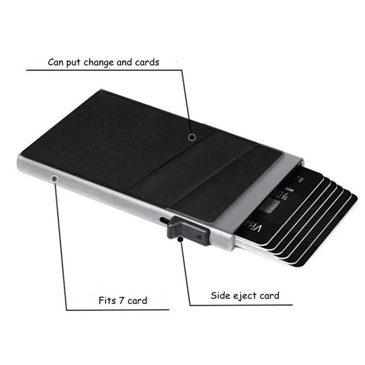 측면 푸시 팝업 카드홀더 RFID 차단 신용카드 홀더 카드홀더, 금속 알루미늄 합금 비즈니스맨 지갑, 재미있는 디자인, 1PC