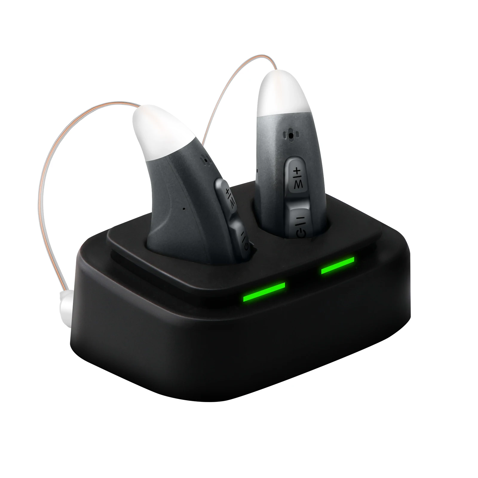 JINGHAO 1Pair Rechargeable Elderly Ear Hearing Aids BTE Visible Hearing Amplifier with Charger Dock Sound Device Grey