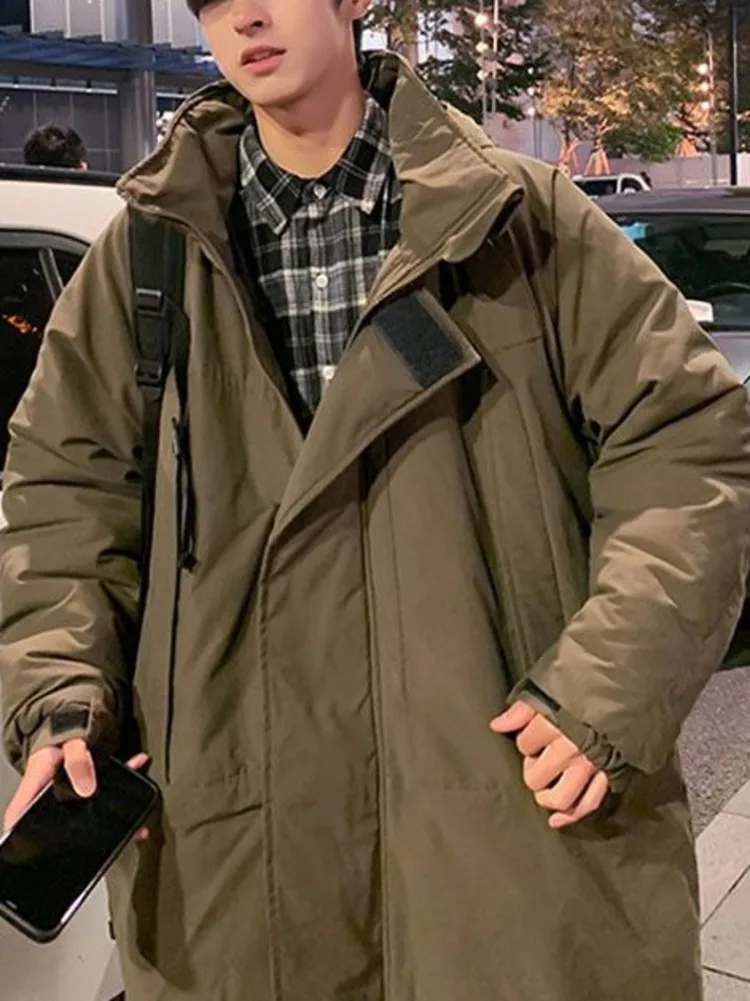 Men Winter Clothing Long Coats Hooded Cargo Padded Jacket Korean Casual Coat Large Size Male Windbreaker Outdoor Thicken Parkas