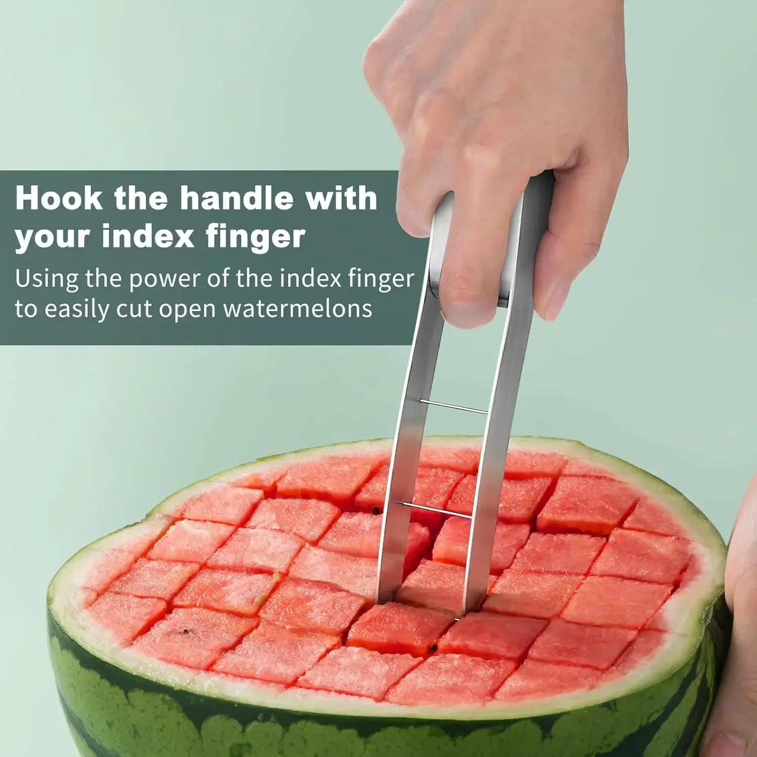Stainless Steel Watermelon Cube Cutter Watermelon Slicer Safe Watermelon Fruit Cutter Knives Melon Cutter for Kitchen Gadget