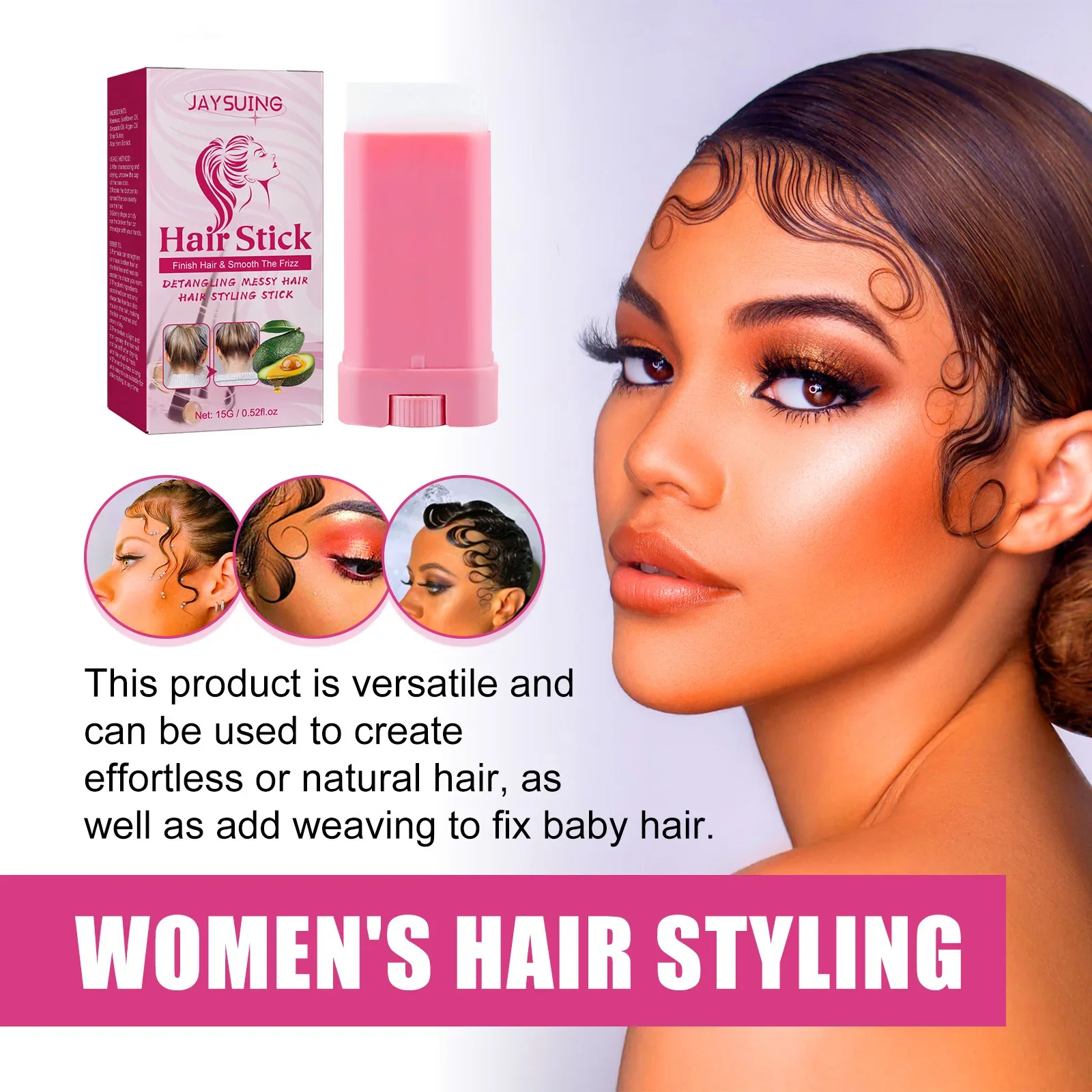 Hair Wax Stick for Hair Wigs Fly Professional Frizz Fixed Fluffy for Children Men Women Broken Hairs Artifact Styling Cream