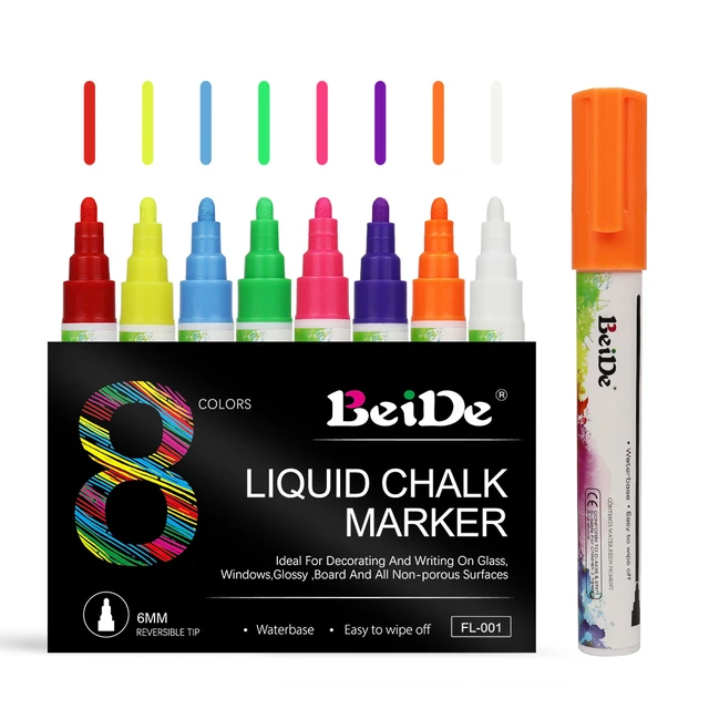 Chalk Ink 6mm Commercial Wet Wipe Markers 4-Pack