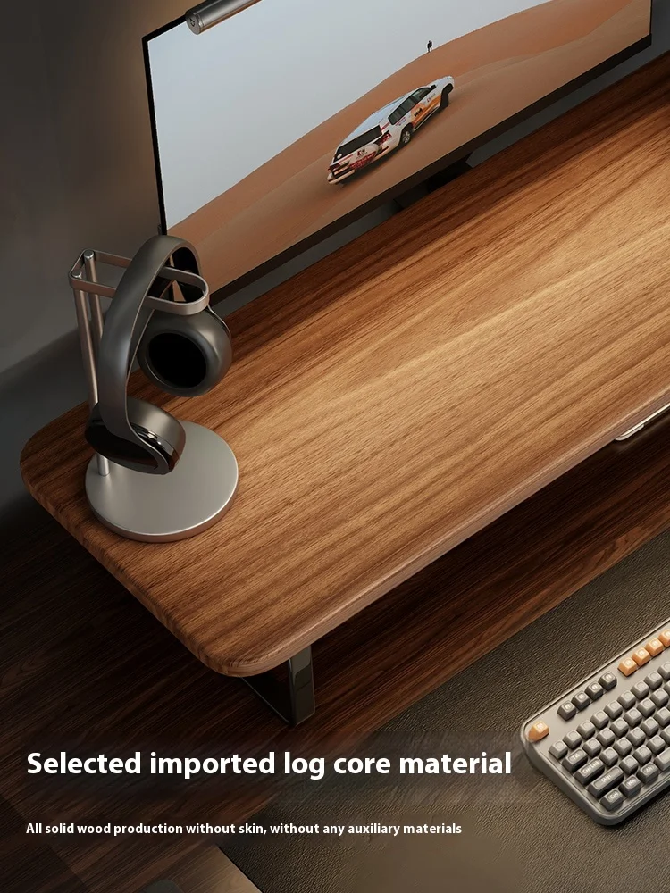 Ergonomic Solid Wood Monitor Stand-Adjustable Desktop Riser For Home Office & Gaming Setup-Laptop Shelf With Storage Space
