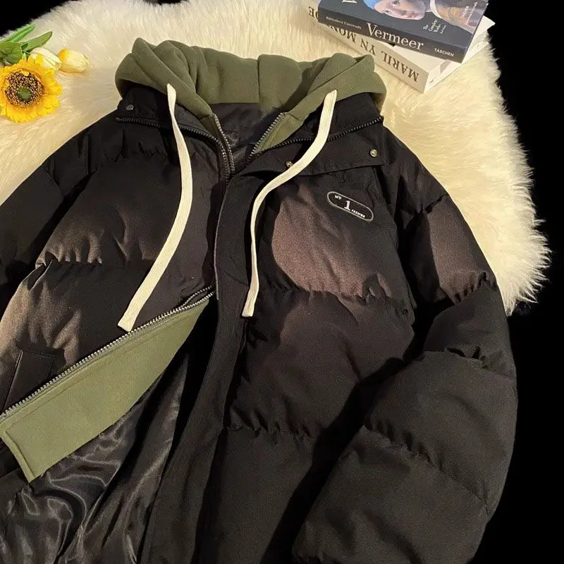 Hooded Padded Coat - Women Winter Jacket With Zipper Contrast & Thick Cotton