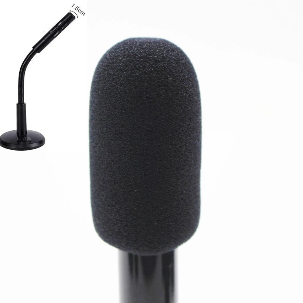 

10 Pcs Microphone Foam Windscreens 15mm Opening & 55mm Inner Length Large Mic Foam Covers Windshields for Headset desktop