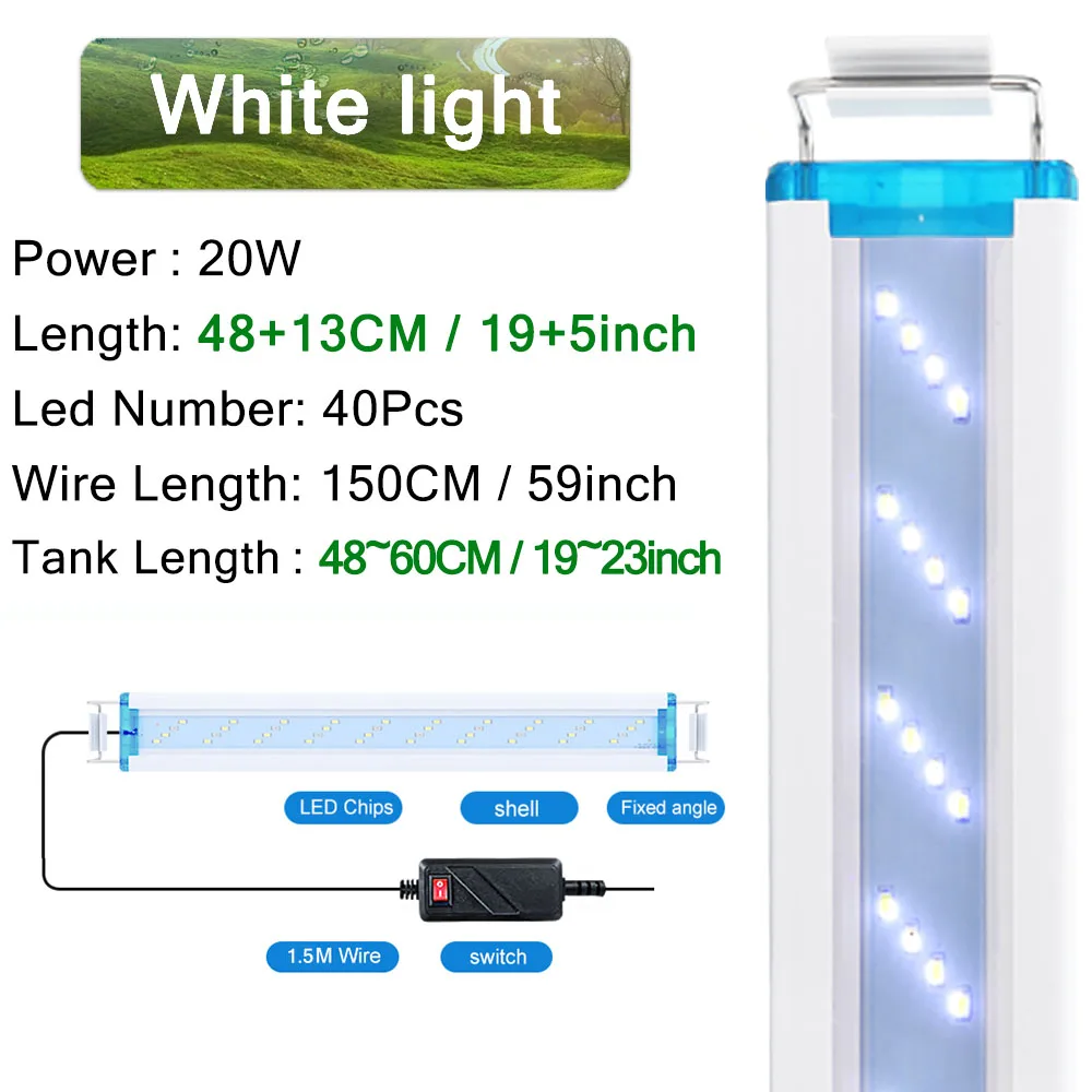 18-75CM Super Slim LEDs Aquarium Lighting Aquatic Plant Light Extensible Waterproof Clip on Lamp For Fish Tank 90-260V silent aquarium air pump Aquariums & Tanks