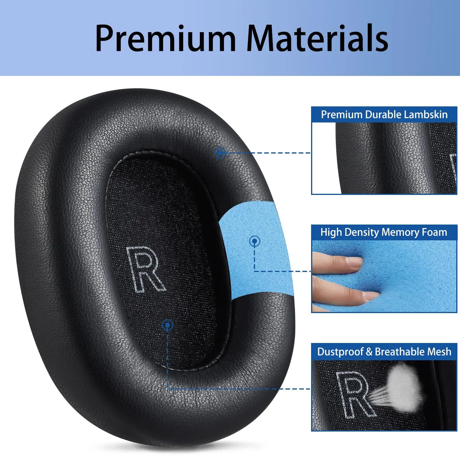 Replacement Lambskin Earpads for Bang & Olufsen Beoplay H95 ANC Wireless Headphones，Sheepskin Ear Pads Cushions