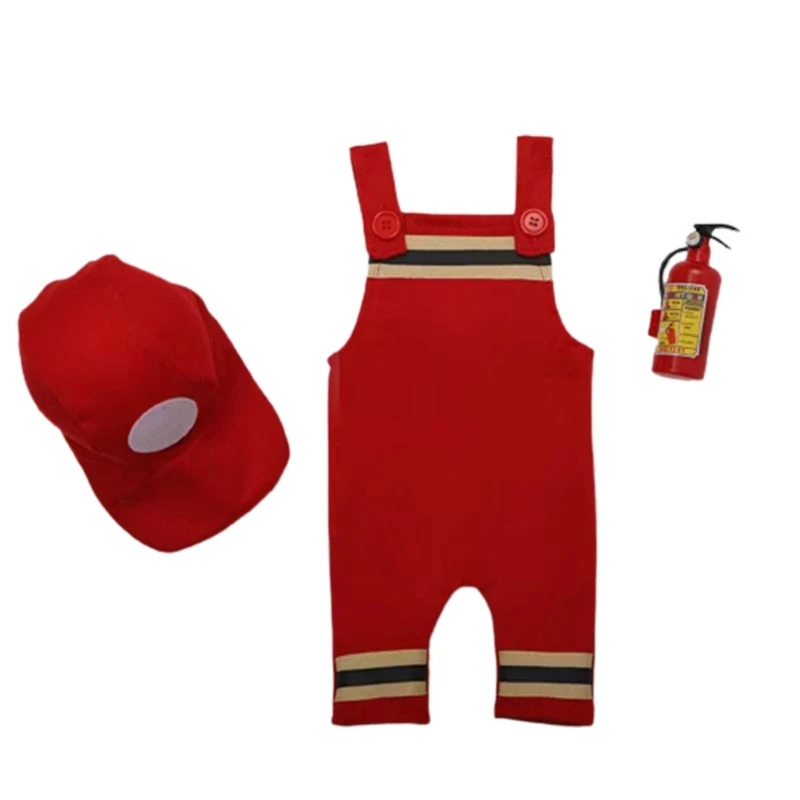 

Newborn Shower Gift Photo Clothing & Firefighter Uniform Baby Photoshoot Outfit