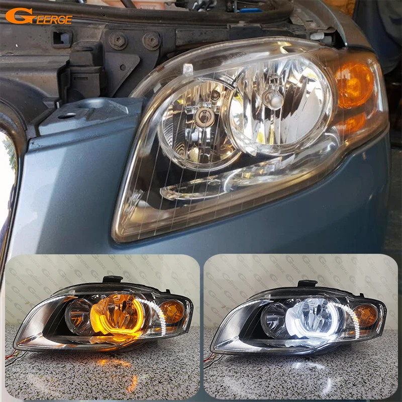 

For Audi A4 S4 RS4 B7 2004 2005 2006 2007 2008 Ultra Bright Day Light Turn Signal Crystal DTM M4 Style Led Angel Eyes Halo Rings