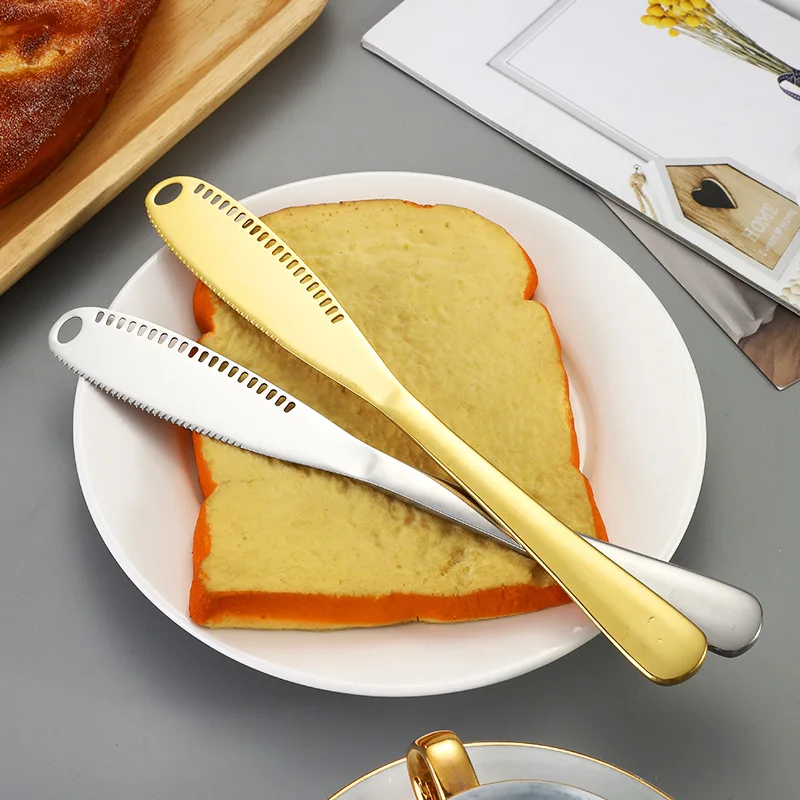 1PC Multi Functional Stainless Steel Perforated Butter Knife Tools Dessert Jam Knife Tableware Tools Kitchen Toast Utensils