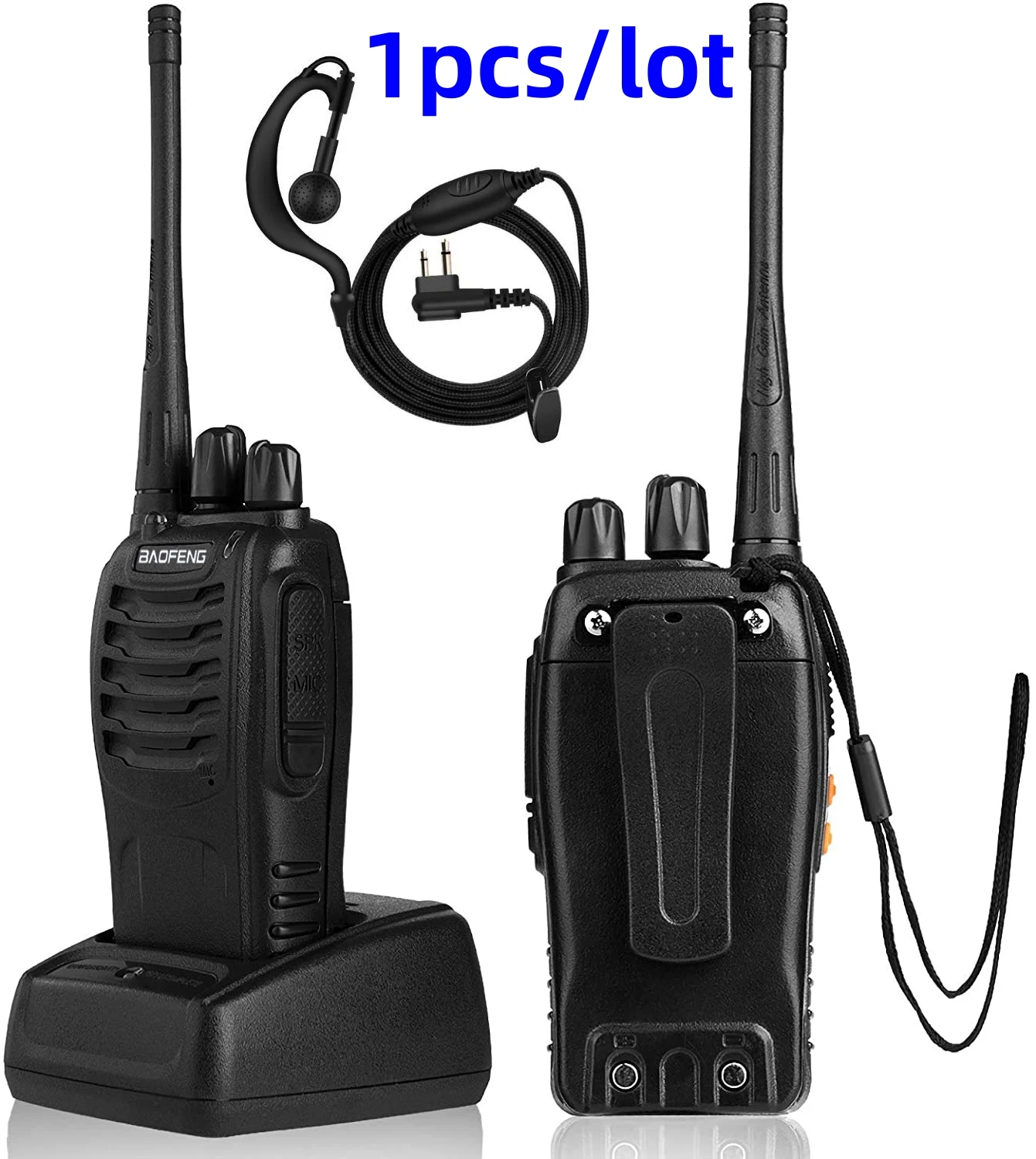 Baofeng 888S Walkie Talkie 5W Ham Radio Bidirezionale Con Set Di Auricolari Uhf 400-470Mhz 16Ch Ricetrasmettitore Walkie-Talkie Caricatore Usb 1 Pz