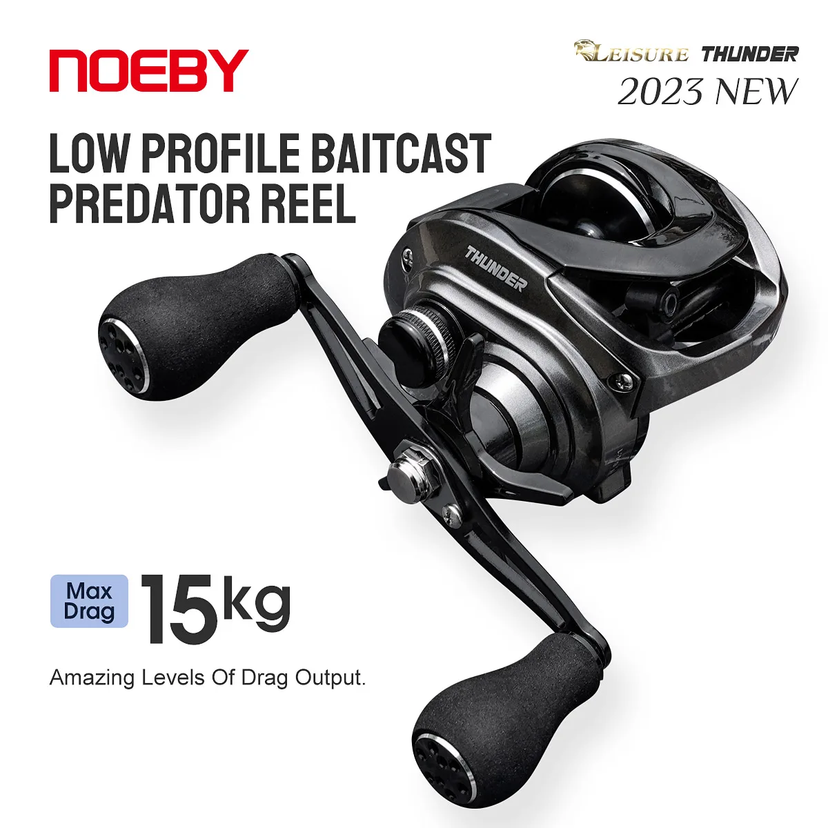 

NOEBY Baitcasting Reel High Speed 6.4:1 Gear Ratio Fresh Saltwater Magnetic Brake System 15KG Max Drag Fishing Coil