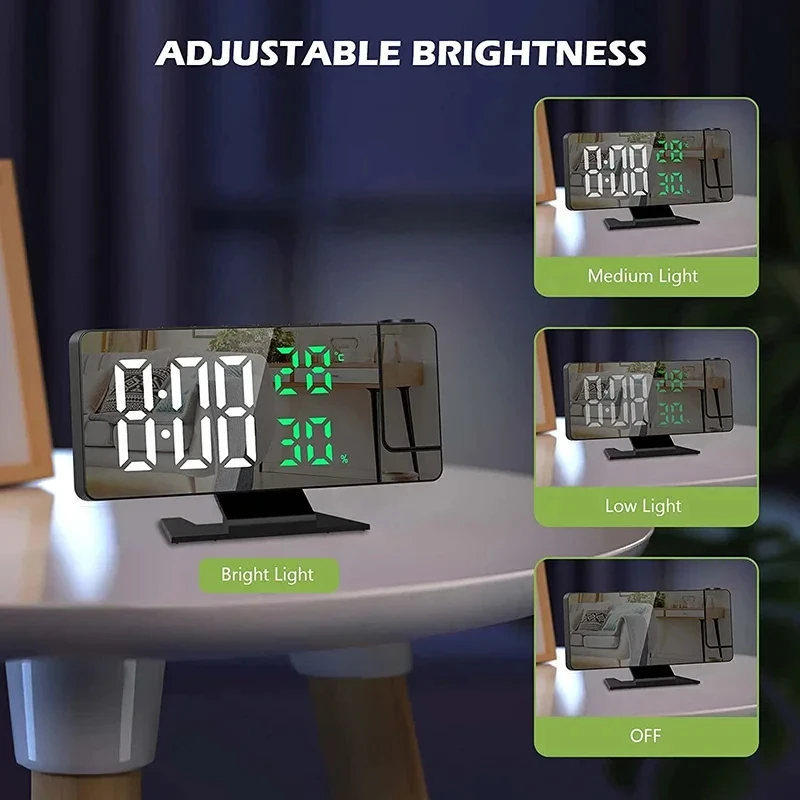 LED Digital Alarm Clock Projection Clock Projector Ceiling with Time Temperature Display Backlight Snooze for Home digital alarm clock