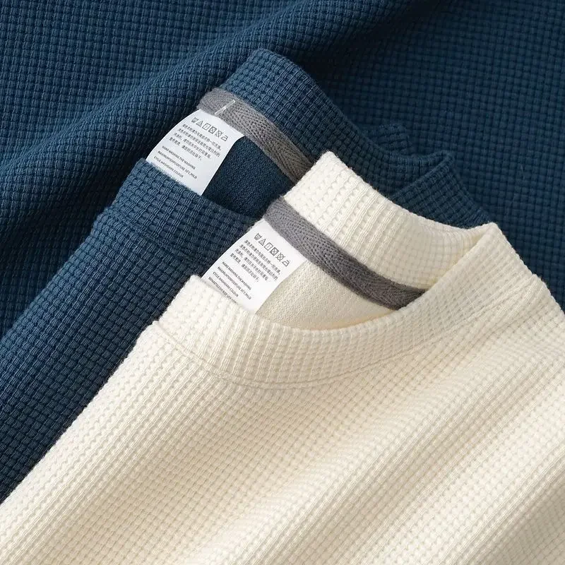 Men's Summer Waffle Round Neck Short Sleeve T-Shirt For Casual Wear