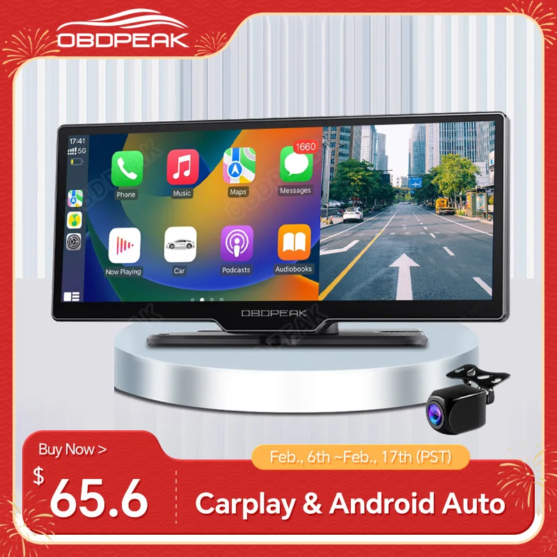 K2 Car Mirror Dash Cam 4K Registrazione Video Carplay E Android Auto Wireless Navigazione Gps Cruscotto Dvr Bt Aux Output Dual Lens