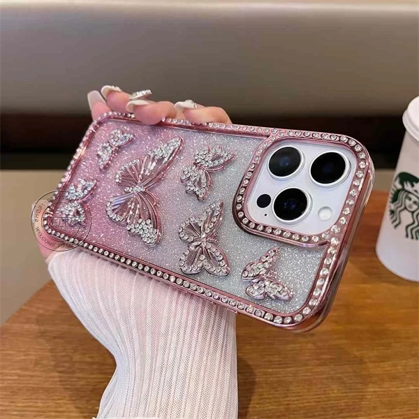 Sparkling 3D Butterfly Shiny Bling Rhinestone Case