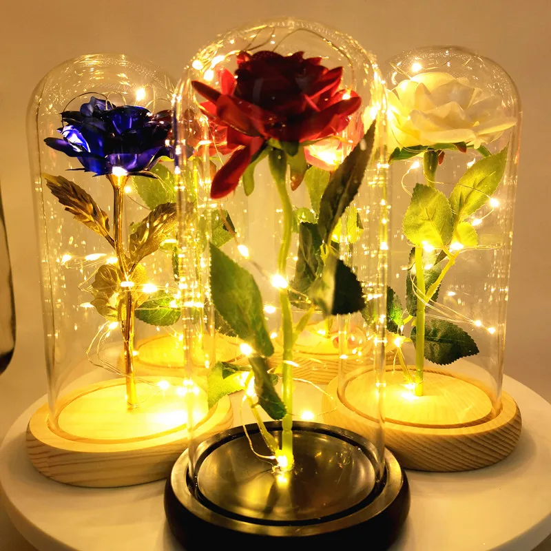 LED 영원한 장미 꽃 야간 조명, 3D 테이블 램프, 웨딩 파티 장식, 발렌타인 데이 선물, 침대 옆 램프, 방 장식