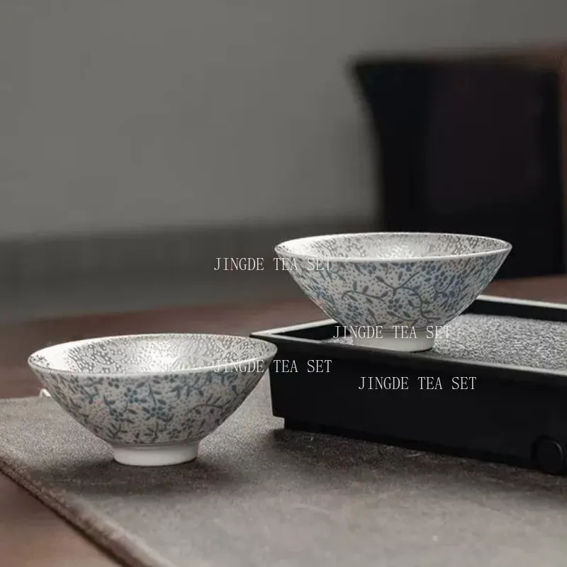 1pc Chinese hand-painted Songhe ceramic tea cup Pu erh master cup tea bowl home travel tea set