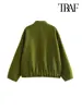 TRAF Women Fashion With Pockets Oversized Bomber Jacket Coat Vintage Long Sleeve Snap Button Female Outerwear Chic Tops 6