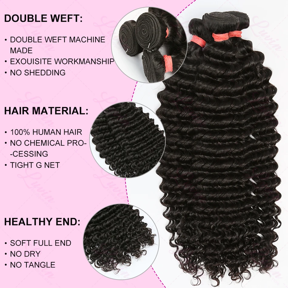 30 40 Inch Deep Wave Curly Brazilian Boho 100% Human Hair Weave Bundles Loose Wave Raw Wholesale Bulk For Tissage Braiding Hair 2