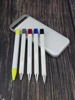 Quality 5 in 1 Pen Set Case Mechanical Pen Highlighter Marker Ballpoint Pens Custom Logo Gift Box Promotion Advertise Giveaway 1