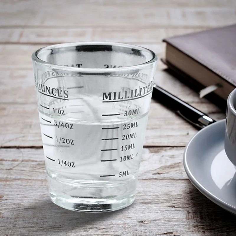 Espresso Mini Glass with Graduated Measuring Cup, Espresso Extractor, Modern, Simple, Household, Kitchen, Round, Thickened Ounce