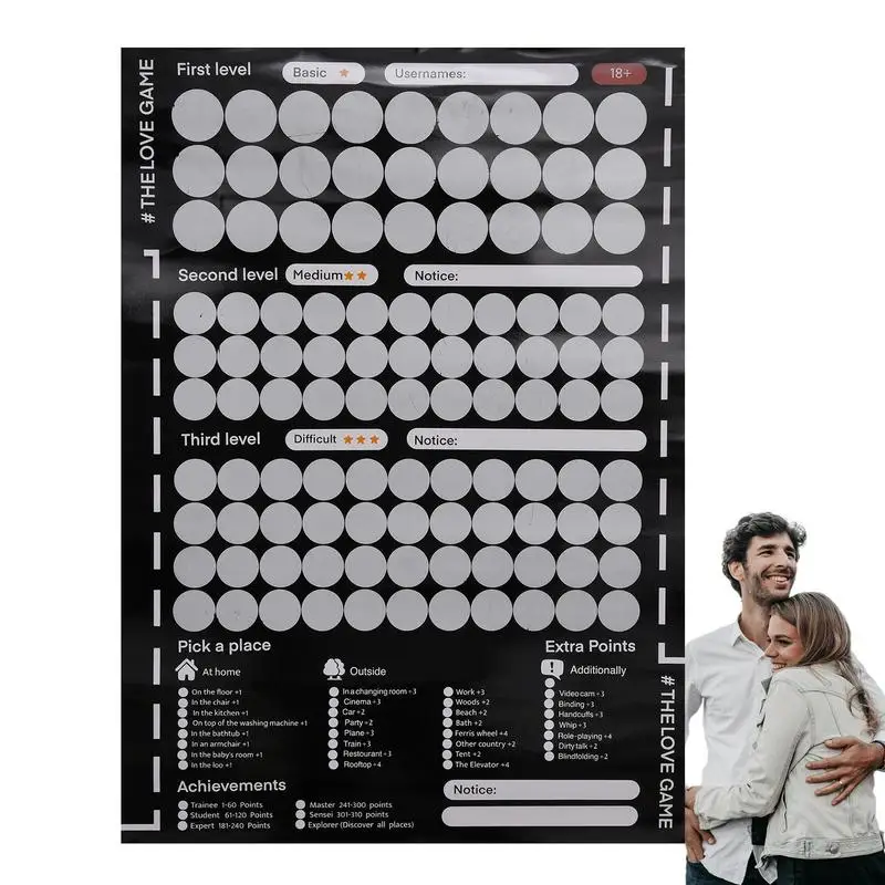 100 Things To Do Between Couples Adventures Couple Game Bedtime Calendar Poster 100 Dates List Bedroom League of Legends Poster Anime Poster Vintage Posters Poster Prints DIY Poster Sticker Movie Poster