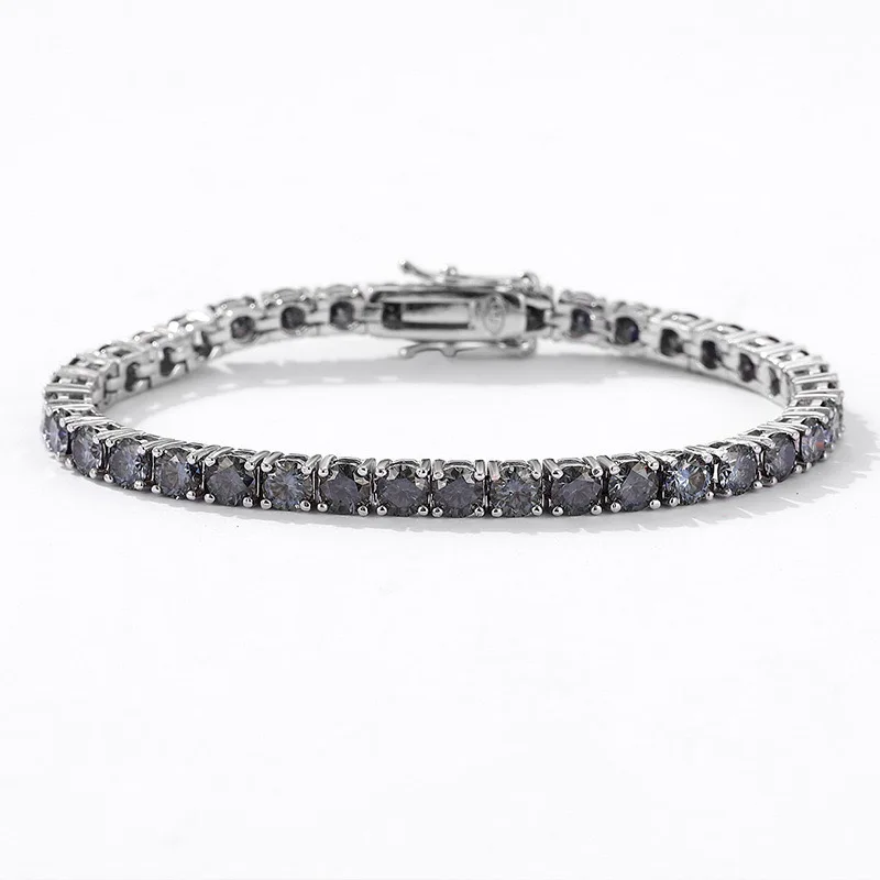 

3mm Gray Color Moissanite Tennis Bracelet for Women 925 Sterling Silver Fine Jewelry Diamond Chain Bracelets Bangle Pass Tester