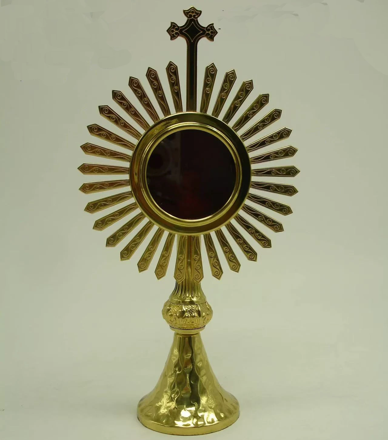 Brass Holy Reliquary Catholic Monstrance With Ray High Polished For Church Or Home