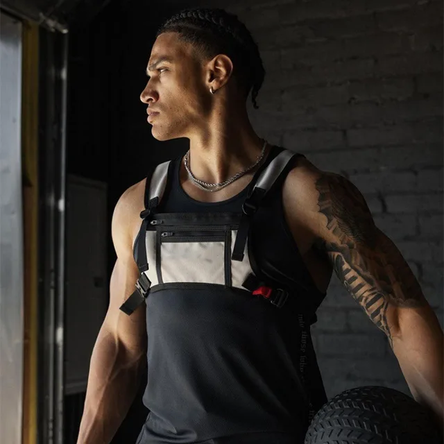 Jogging Sports Front Chest Bag Water-Resistant Multi-Purpose Tacitical Chest Bag Durable Fashion Streetwear Body Bag 5
