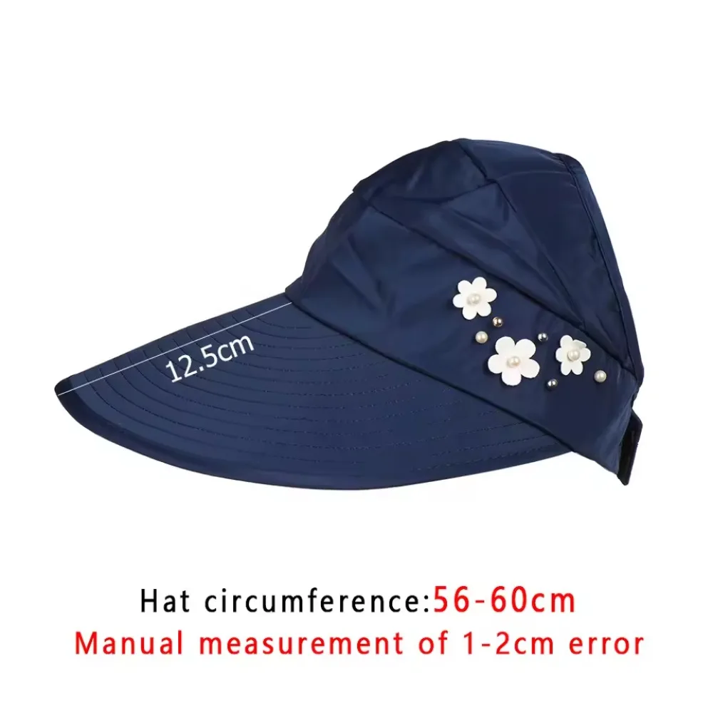 Sun Hat Summer Shade For Women Foldable Sun Protection Beach Large Brimmed Hat UV Protection Cycling Empty Top Outdoor Sports