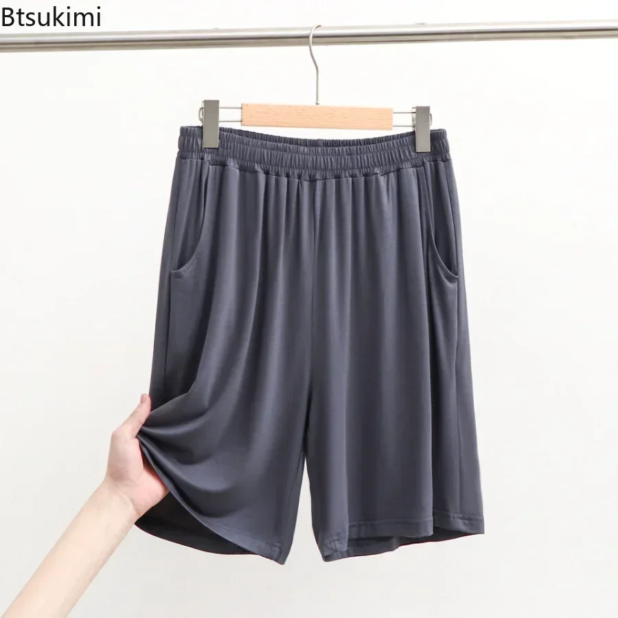 2025 HomeWear 바지 용 남성용 여름 캐주얼 반바지 수면 바지 남성 소프트 모달 바지 오버 사이즈 얇은 스트레치 반바지 남성