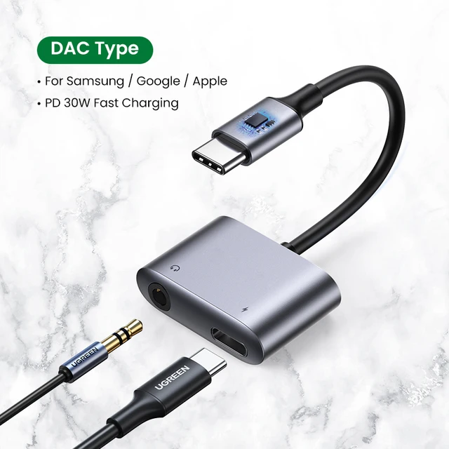 marionet bom cel UGREEN USB C to AUX Cable Adapter Type C 3.5mm AUX Earphone Converter DAC  Chip PD QC Charging For Huawei iPad Pro Samsung Pixel