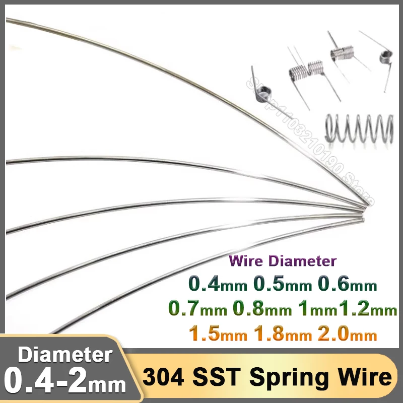 Stainless Steel Wire Stainless Steel Spring Wire 1/5/10M Spring Wire 304 Stainless Steel Wire Dia 0.4 0.5 0.6 0.7 0.8 1 1.2 1.5 1.8 2mm Single Strand Lashing Elastic Steel Wires
