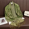 Women National Style Flower Pattern Scarf Jacquard Pashmina Cashmere Tassel Classic Shawl Coldproof Warm Neck Protection 4