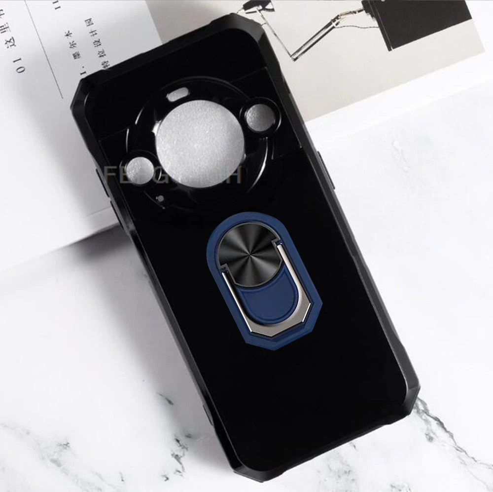 Premium Ring Holder Bracket Phone Cover - Black Silicone TPU Case