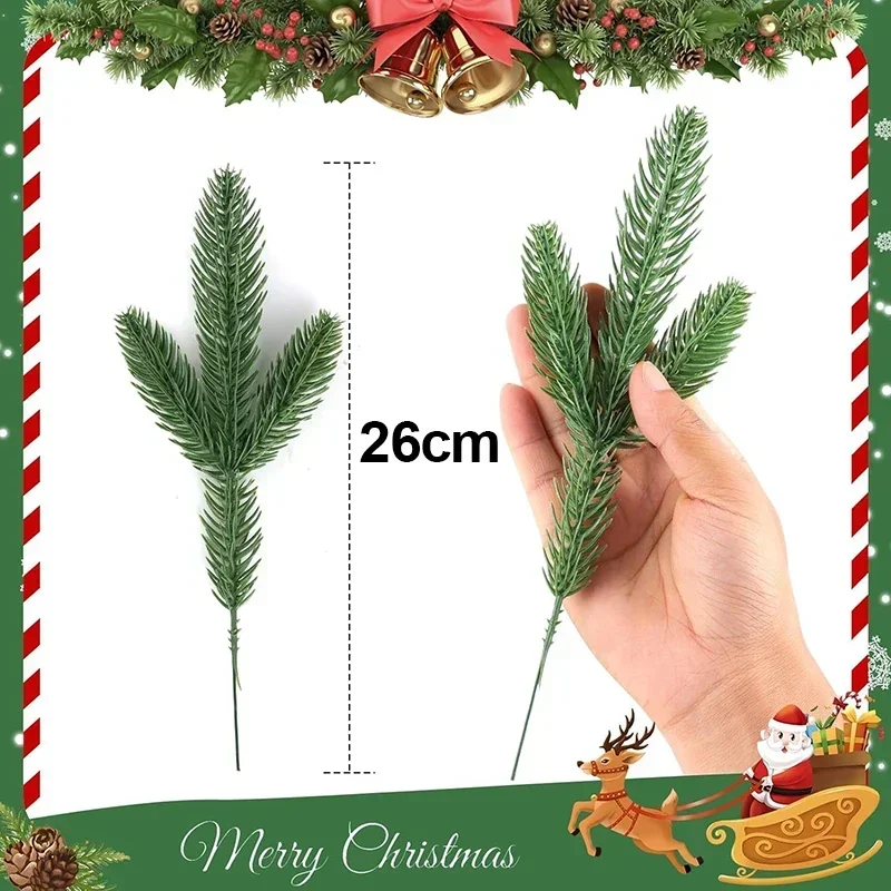 Rami di aghi di pino artificiale Natale finti plettri di pino nevado Ramoscelli Spray invernali Steli di verde per decorazioni di ghirlande di albero di Natale  15