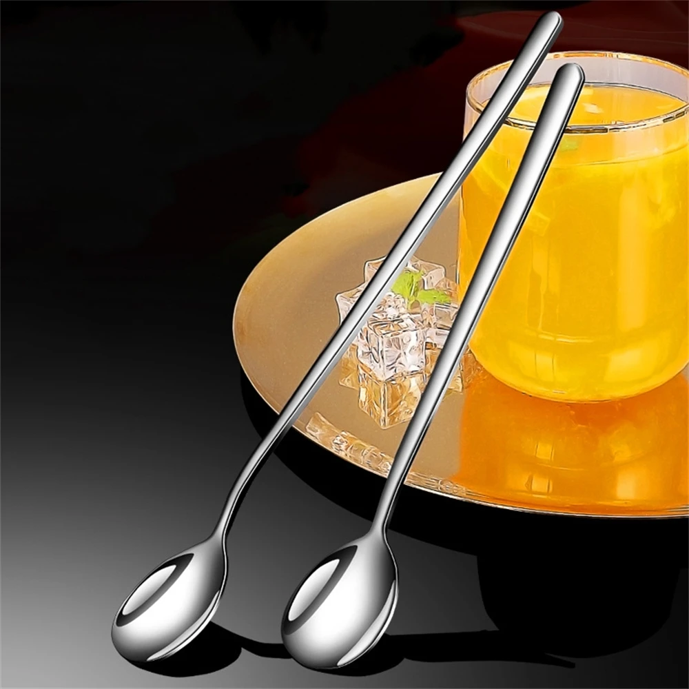 20pcs 304 Stainless Steel Coffee Spoon Long Handle Cocktail Stirring Tea Spoon Ice Cream Dessert Scoop Bar Kitchen Accessories