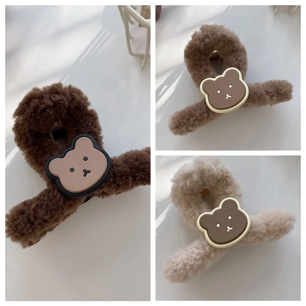 

Korean Cute Cartoon Bear Plush Hair Claw Acrylic Animal Shark Clip Geometric Cross Hair Clips Ponytail Holder Headwaer