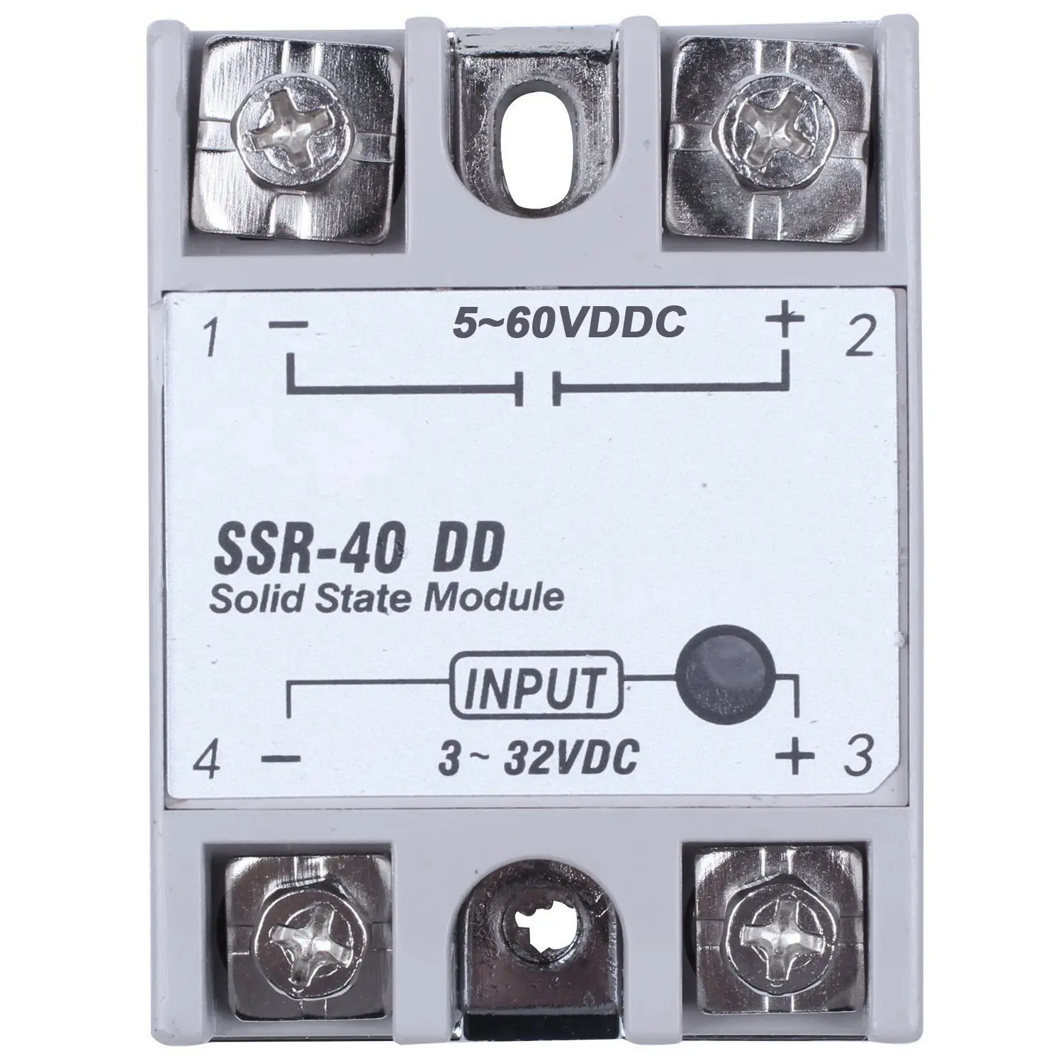 

Single Phase Solid State Relay DC-DC SSR-40DD 40A DC3-32V DC5-60V White+Silver